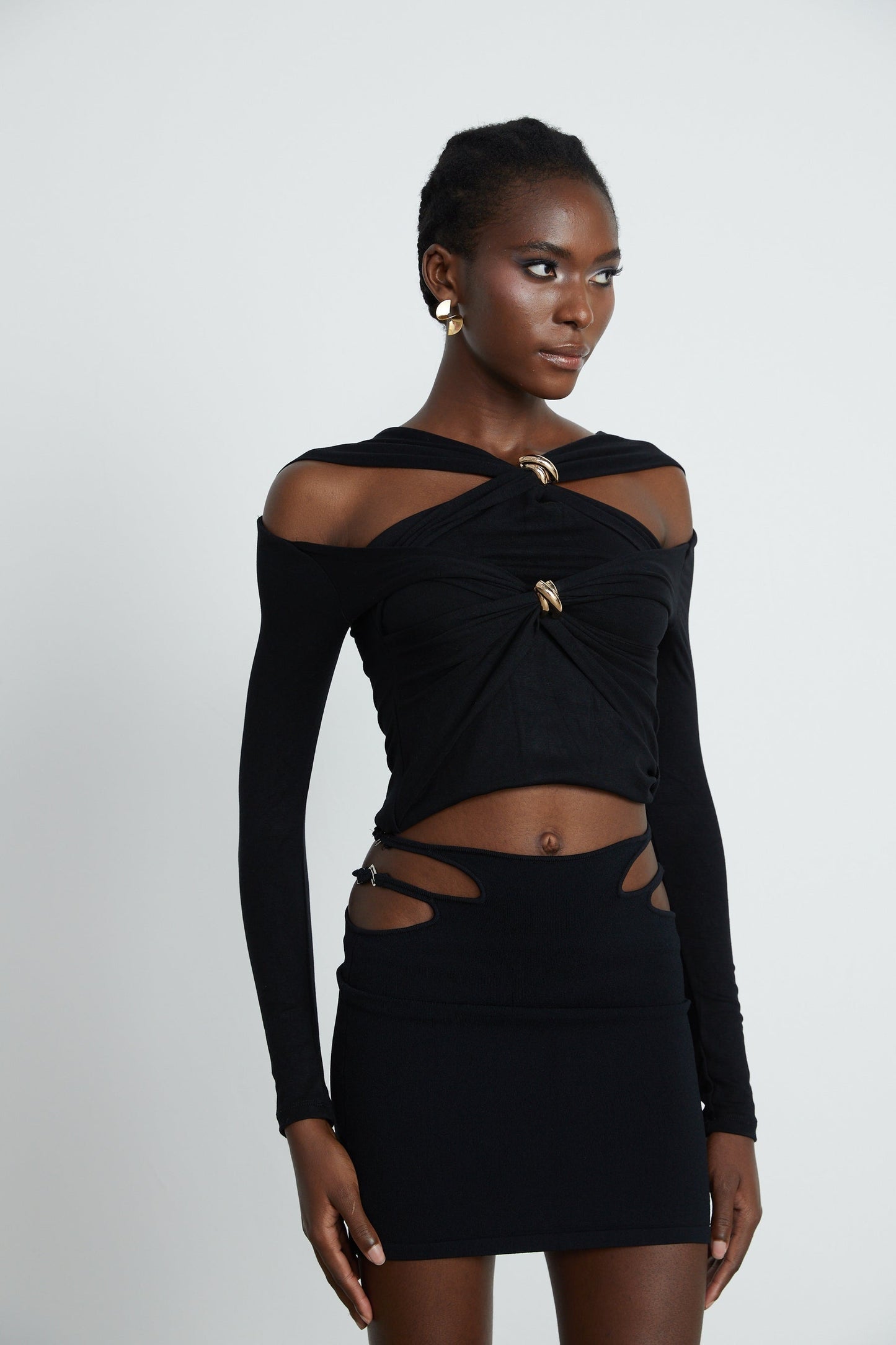 Clarabelle gatheredeffect cutout top