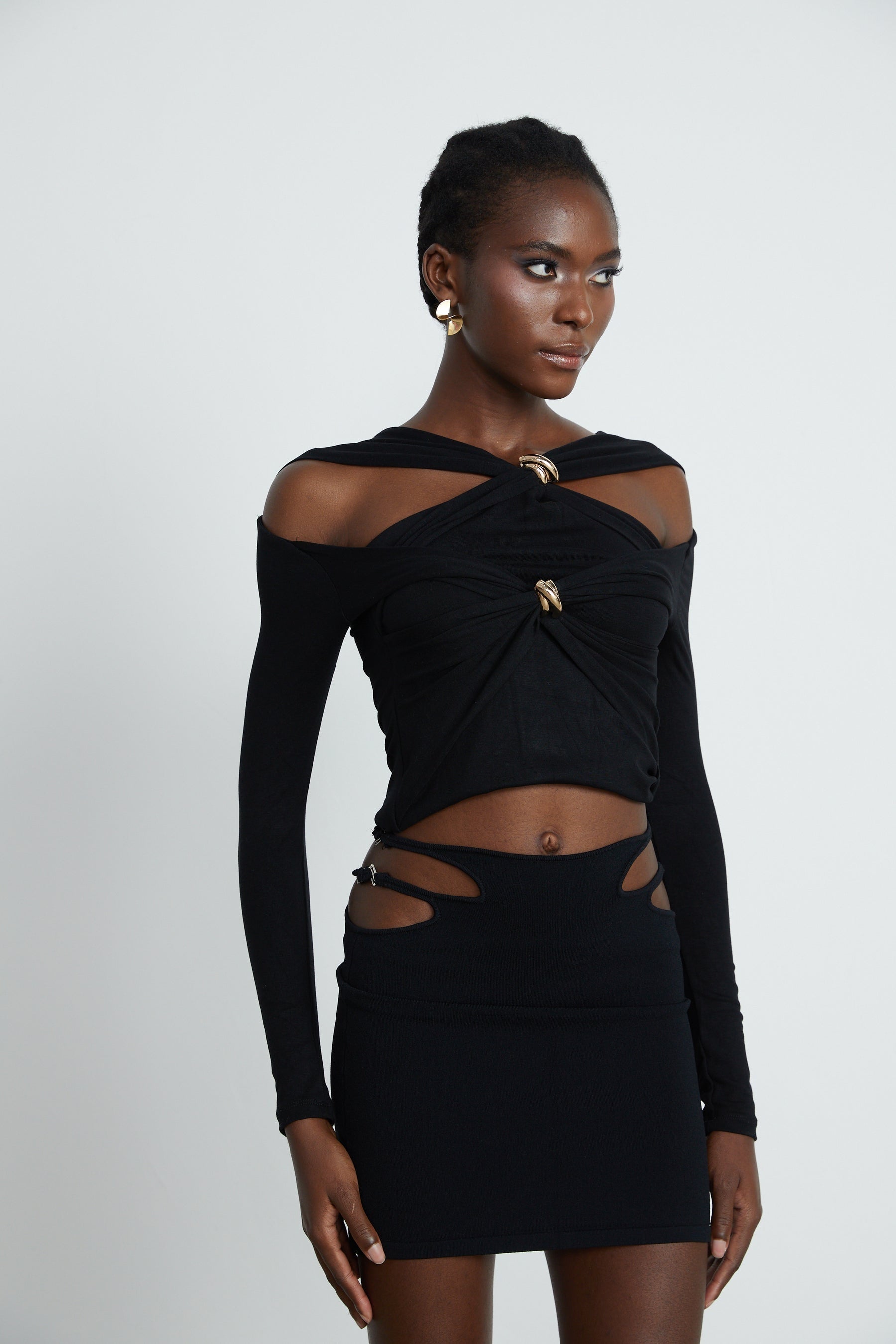 Clarabelle gatheredeffect cutout top