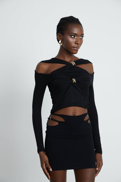 Clarabelle gatheredeffect cutout top