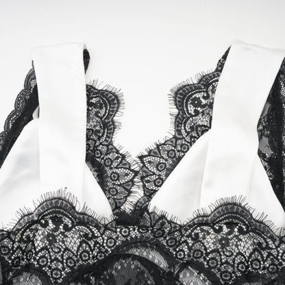 Éléonore contrastcolor lacedetail maxi dress