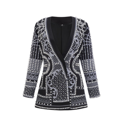 Catherine patternprint Vneck blazer dress