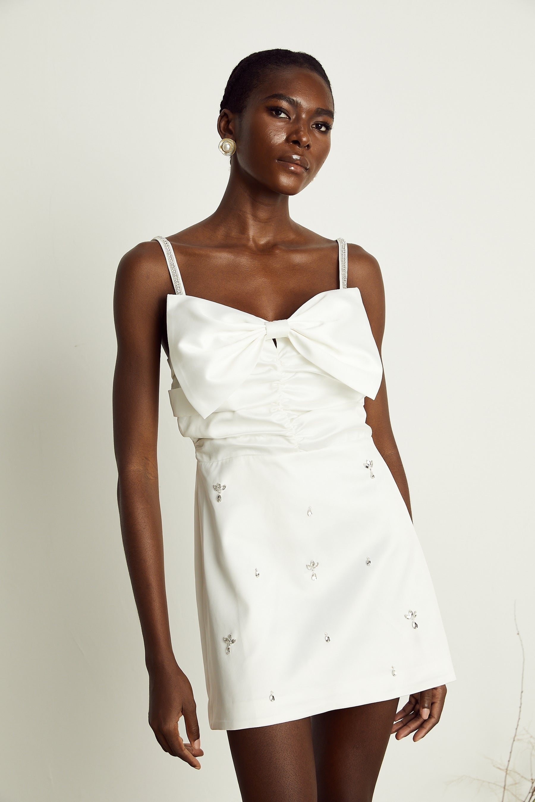 Anastasia white crystalembellished mini dress