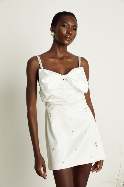 Anastasia white crystalembellished mini dress