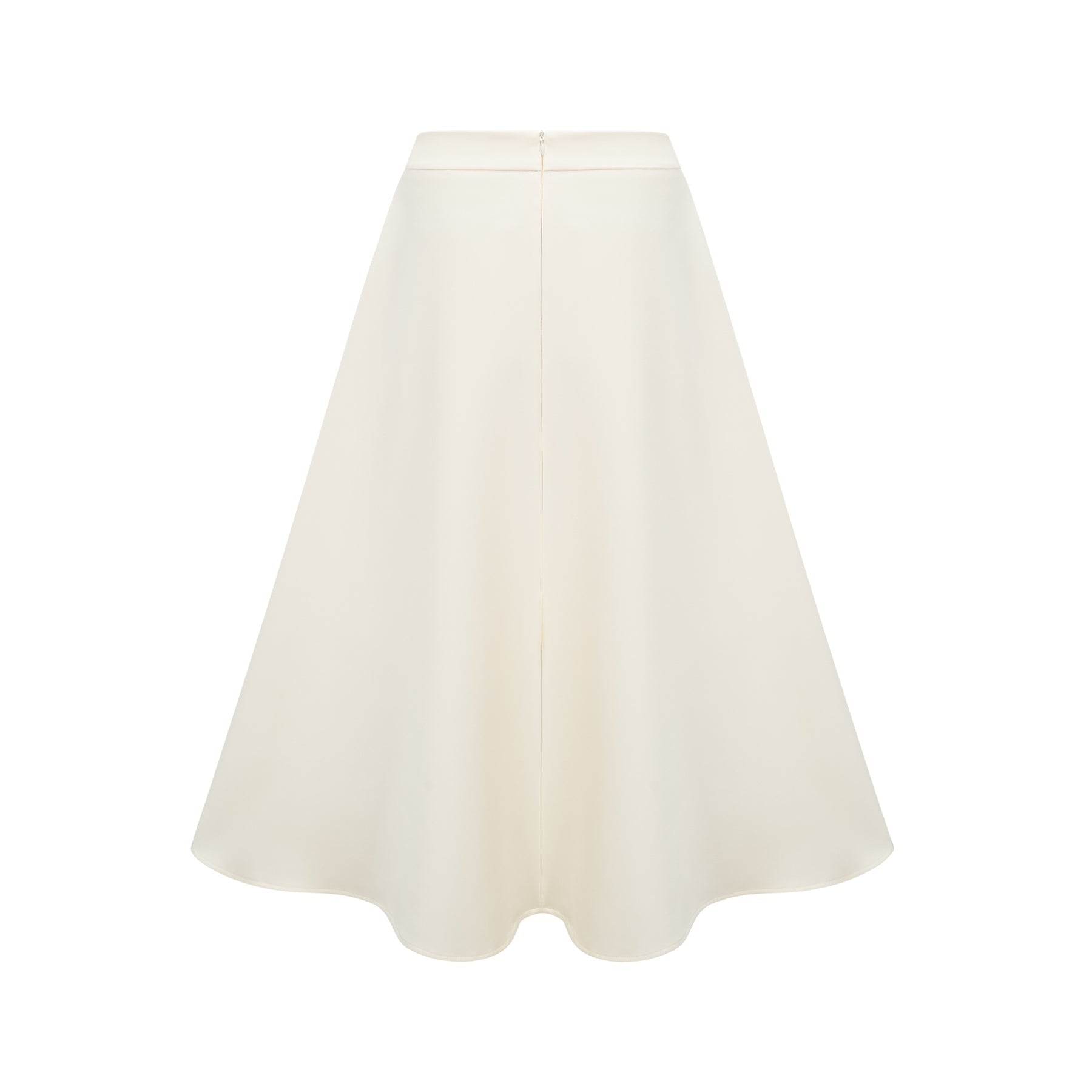 Beige matching set with top and skirt featuring 3D floral petal details in neutral tones