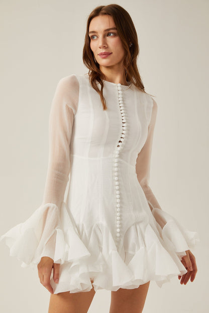 Anaïs semisheer flared mini dress