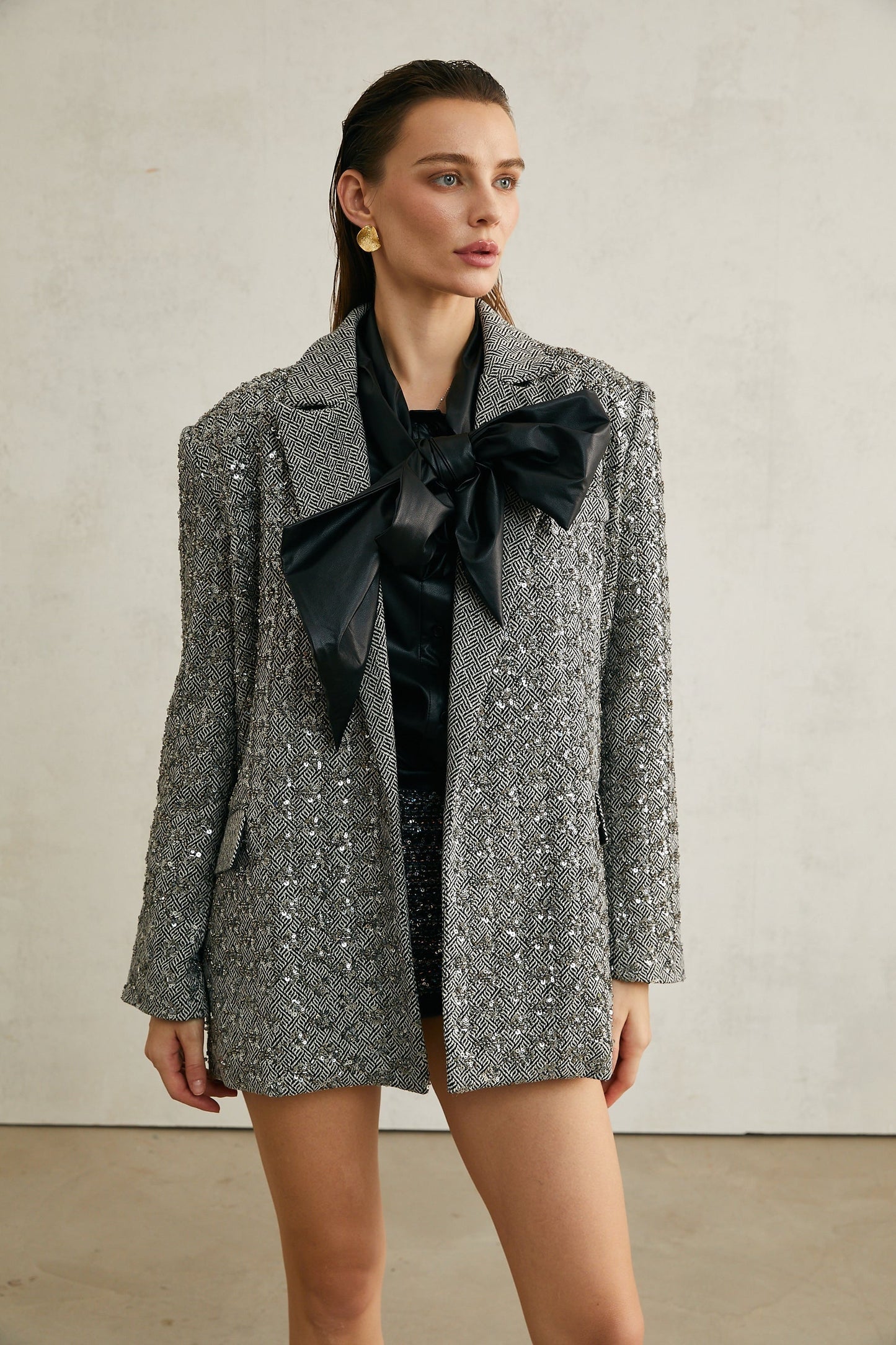 Solène herringboneprint blazer