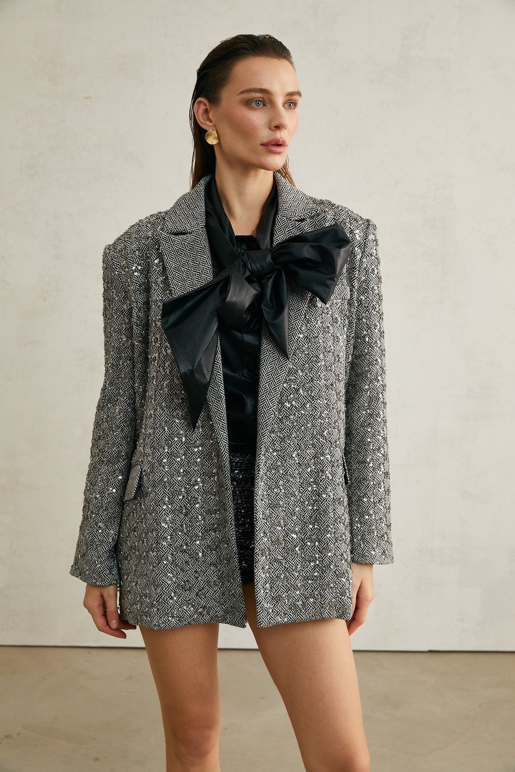 Solène herringboneprint blazer