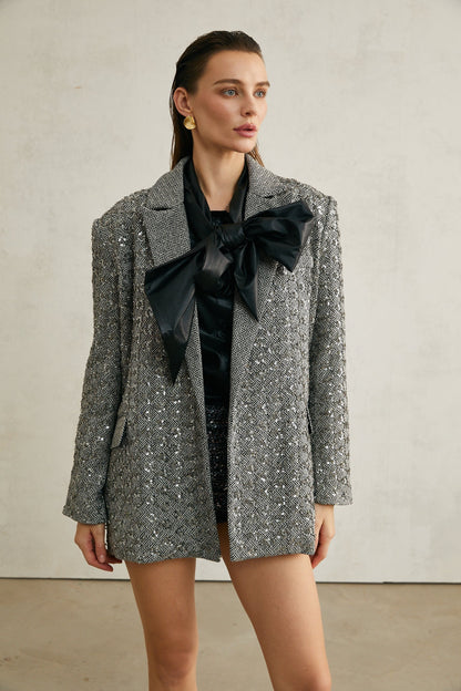 Solène herringboneprint blazer