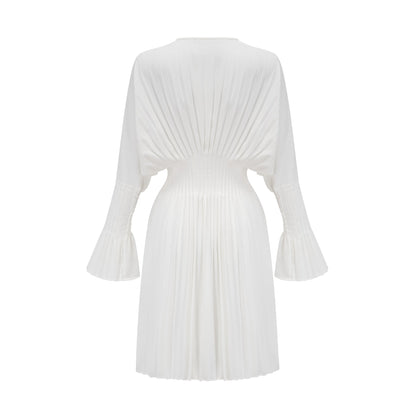 Claudette Vneck pleated mini dress
