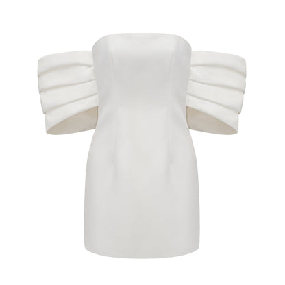 Hélène white oversizebow mini dress