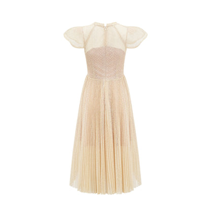 Nerissa embroidered pleated midi dress