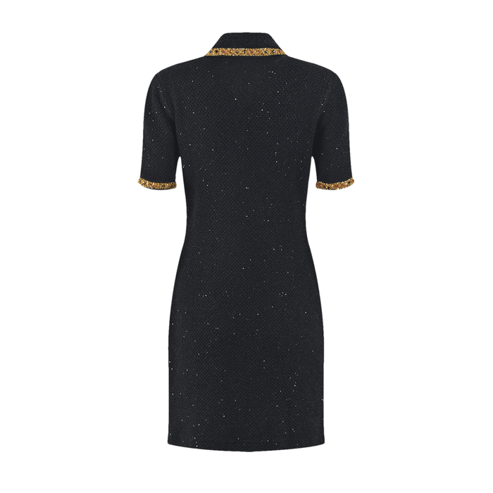 Meredith Gestricktes Kleid mit Paillettenkragen & Taschen
