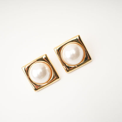 Juana fauxpearl square earrings