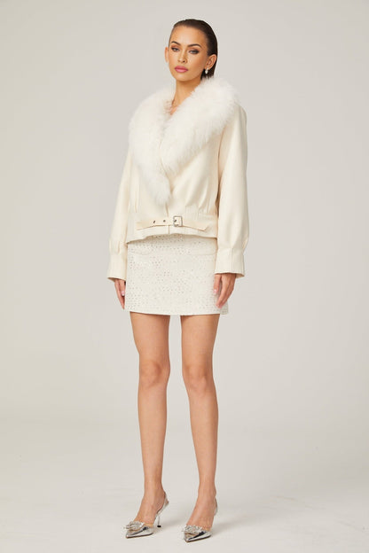 Évangéline white suede fur jacket