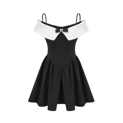 Deniece offtheshoulder black mini dress