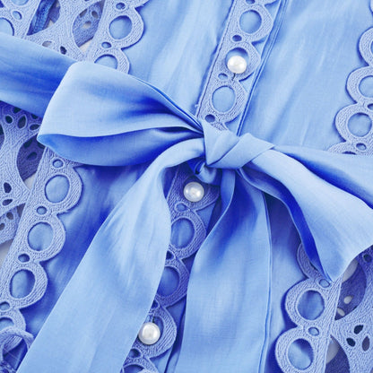 Mireille blue cutout belted mini dress
