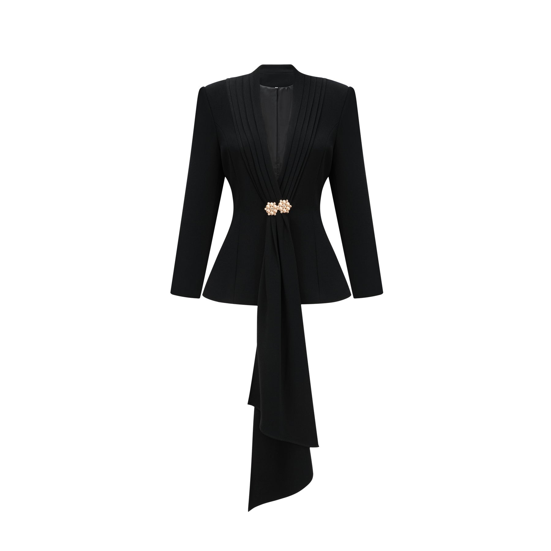 Suzanne black pleated jacket  trousers matching set