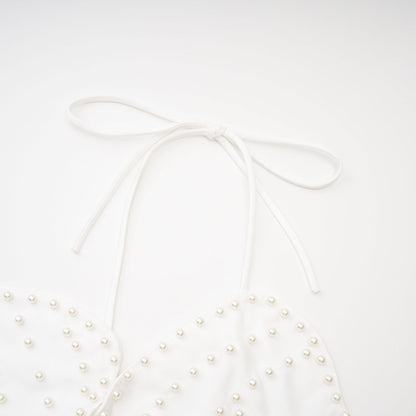 Maëlle fauxpearl embellished top