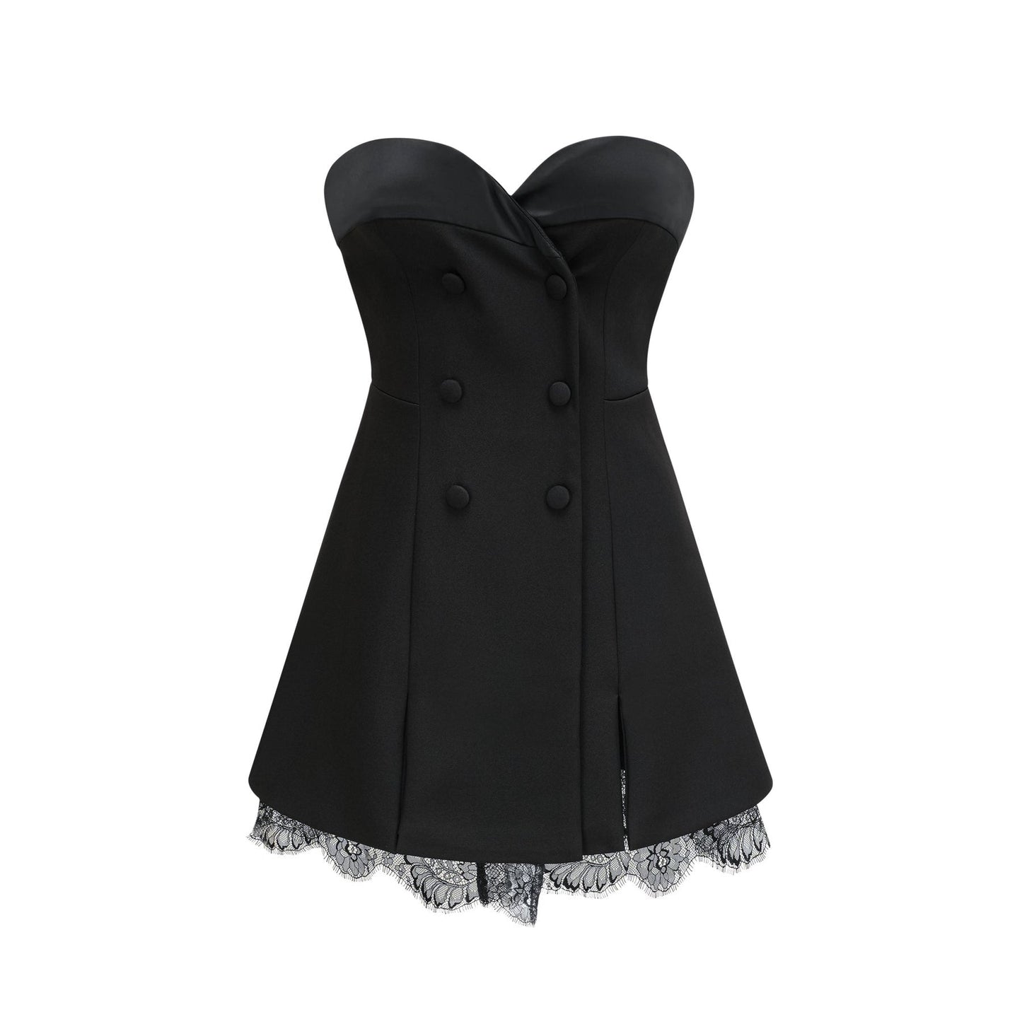 Zephyra black lacedetail mini dress