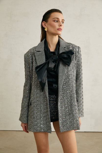 Solène herringboneprint blazer