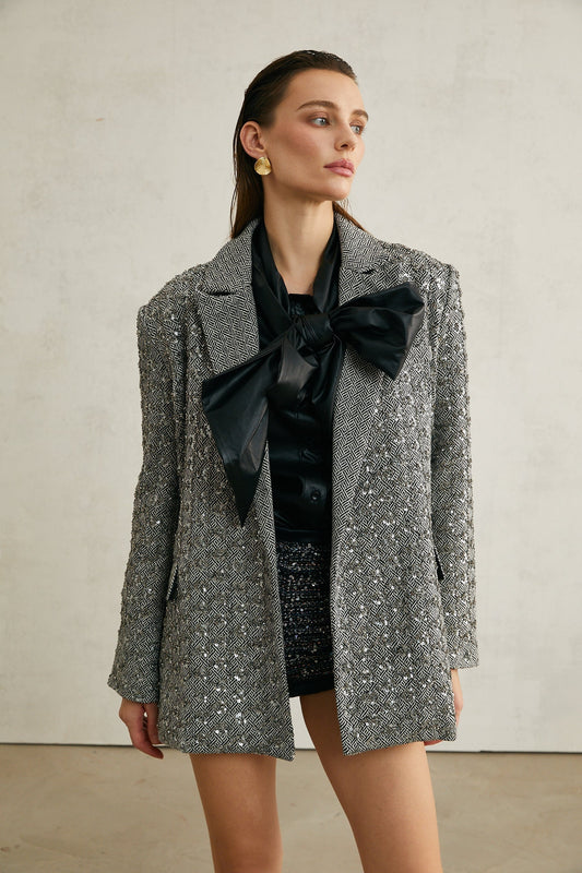 Solène herringboneprint blazer