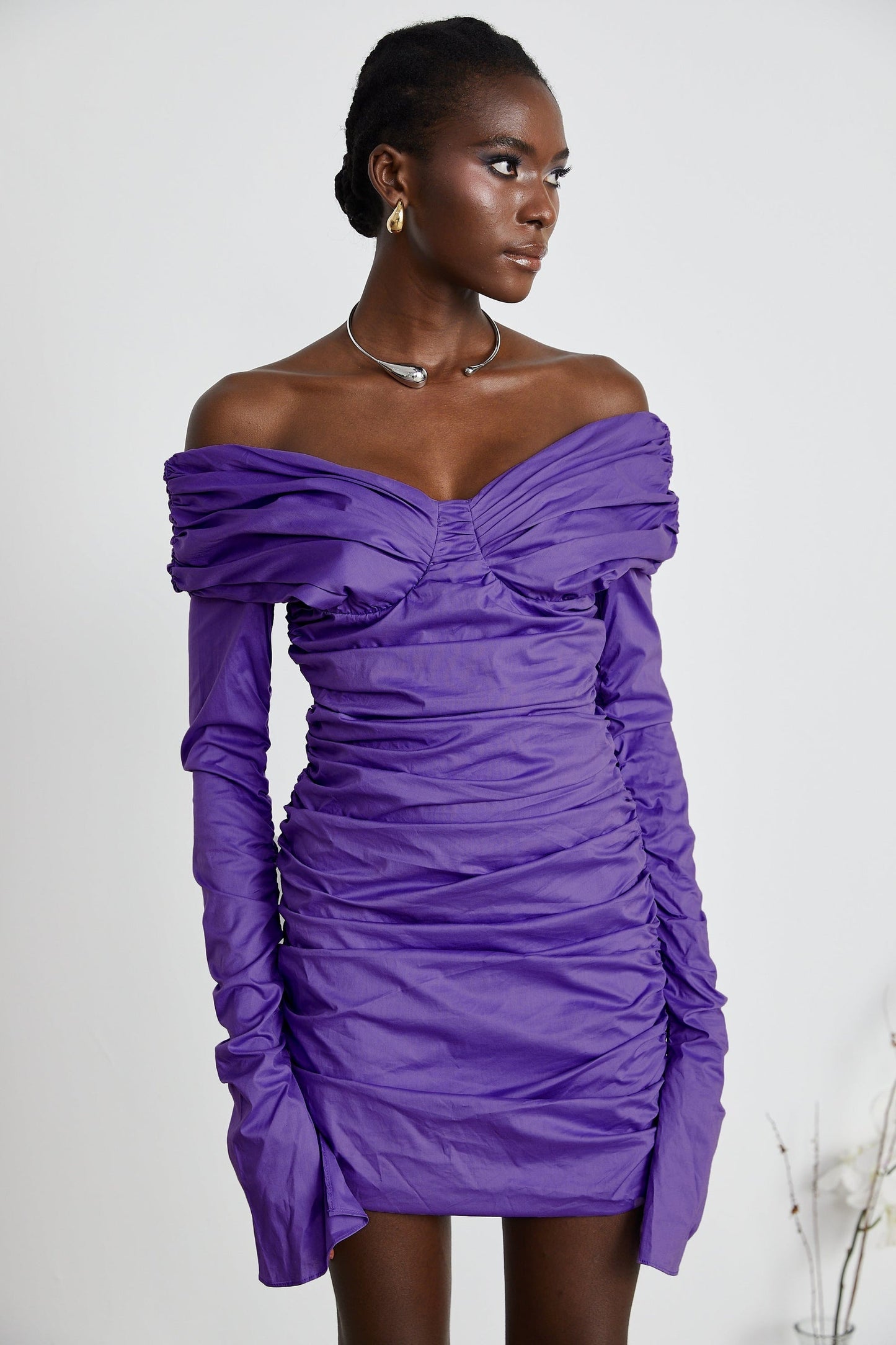 Apolline offshoulder ruched mini dress