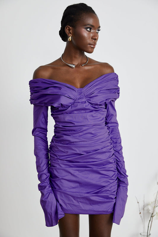 Apolline offshoulder ruched mini dress