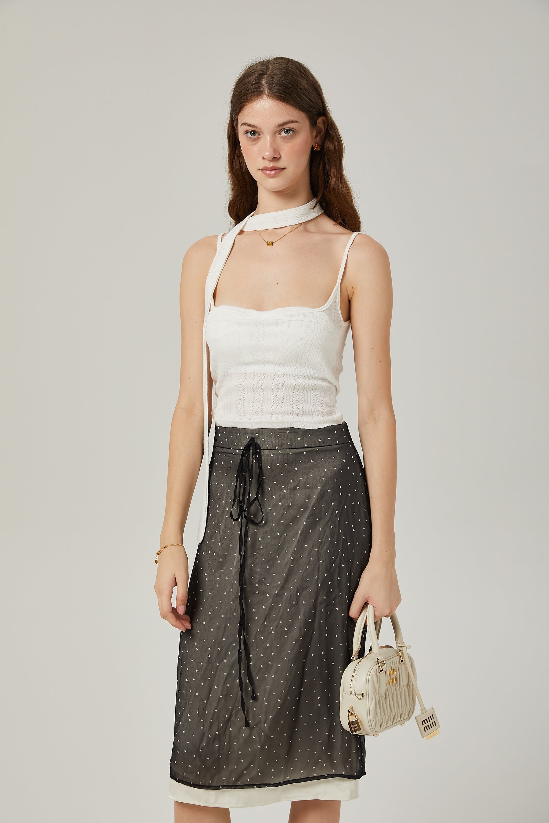 Gisèle tiewaisted polkadot print skirt