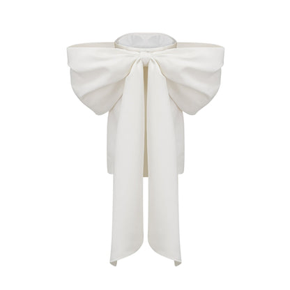 Hélène white oversizebow mini dress