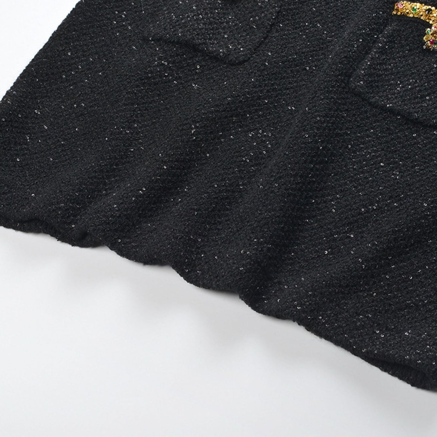 Ariane black sequined tweed jacket  skirt matching set