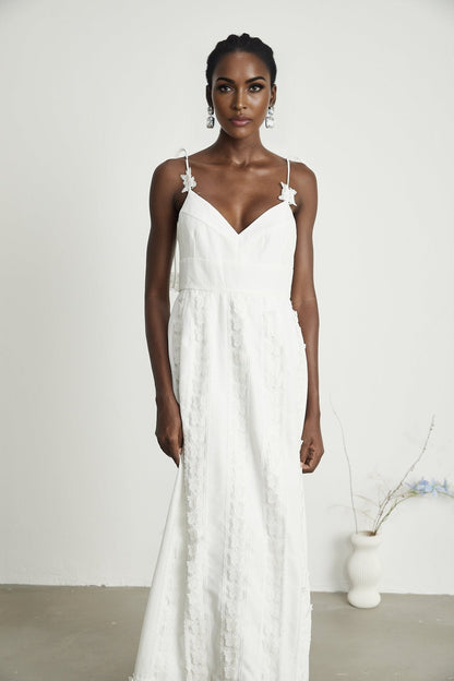 Renée lacebutterfly embroidered midi dress