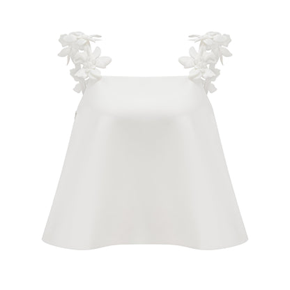 Odette white fauxfloral top  skirt matching set
