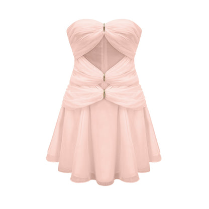 Émilienne cutout pleated offshoulder mini dress