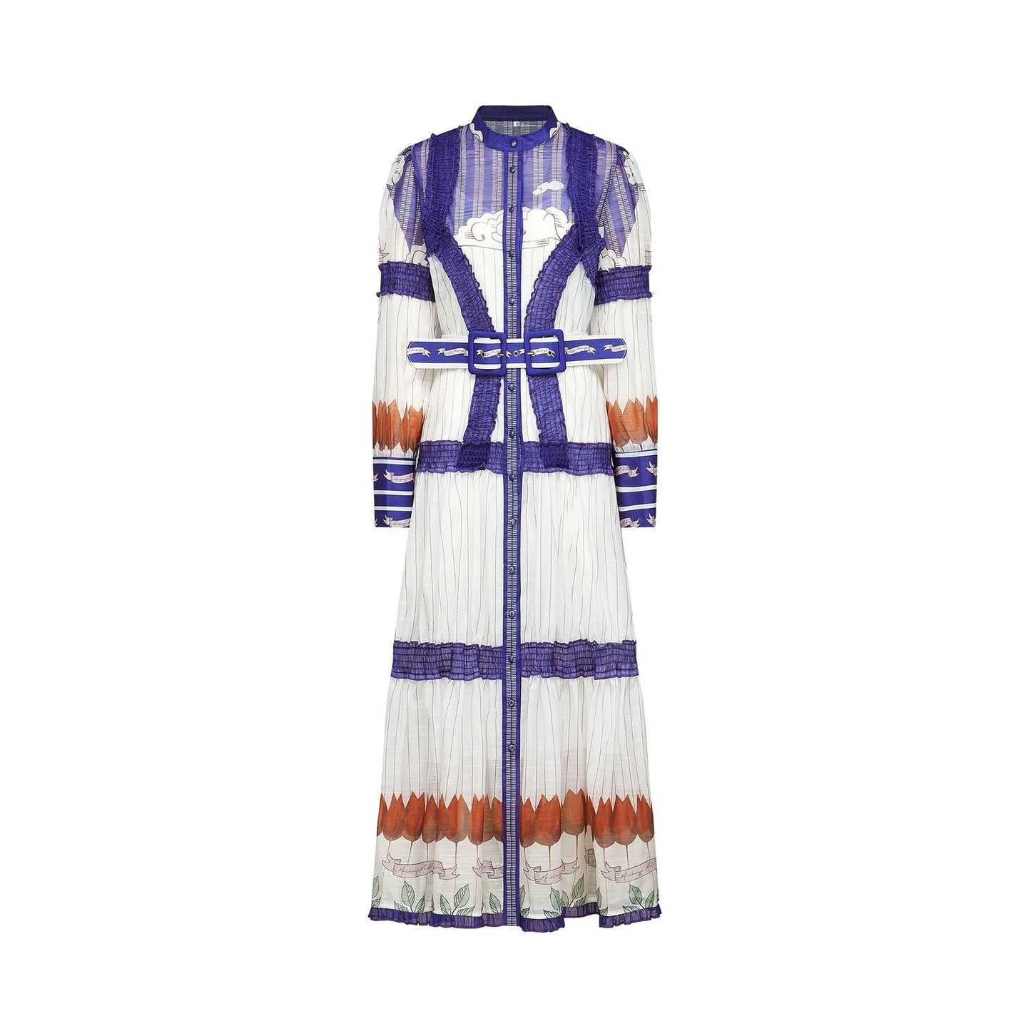 Raphaëlle colorblock patternprint midi dress