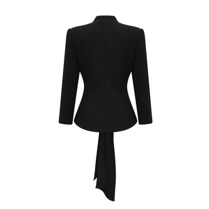 Suzanne black pleated jacket  trousers matching set
