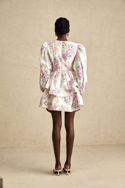 Enora floralprint tiered mini dress