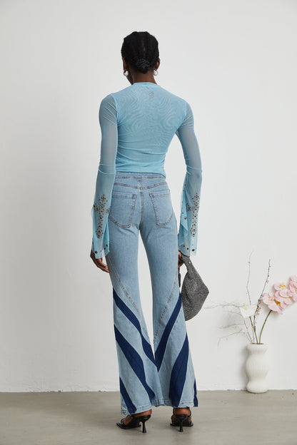 Émmanuelle semisheer studembellished top