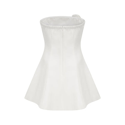 Rosalie white fauxflower mini dress