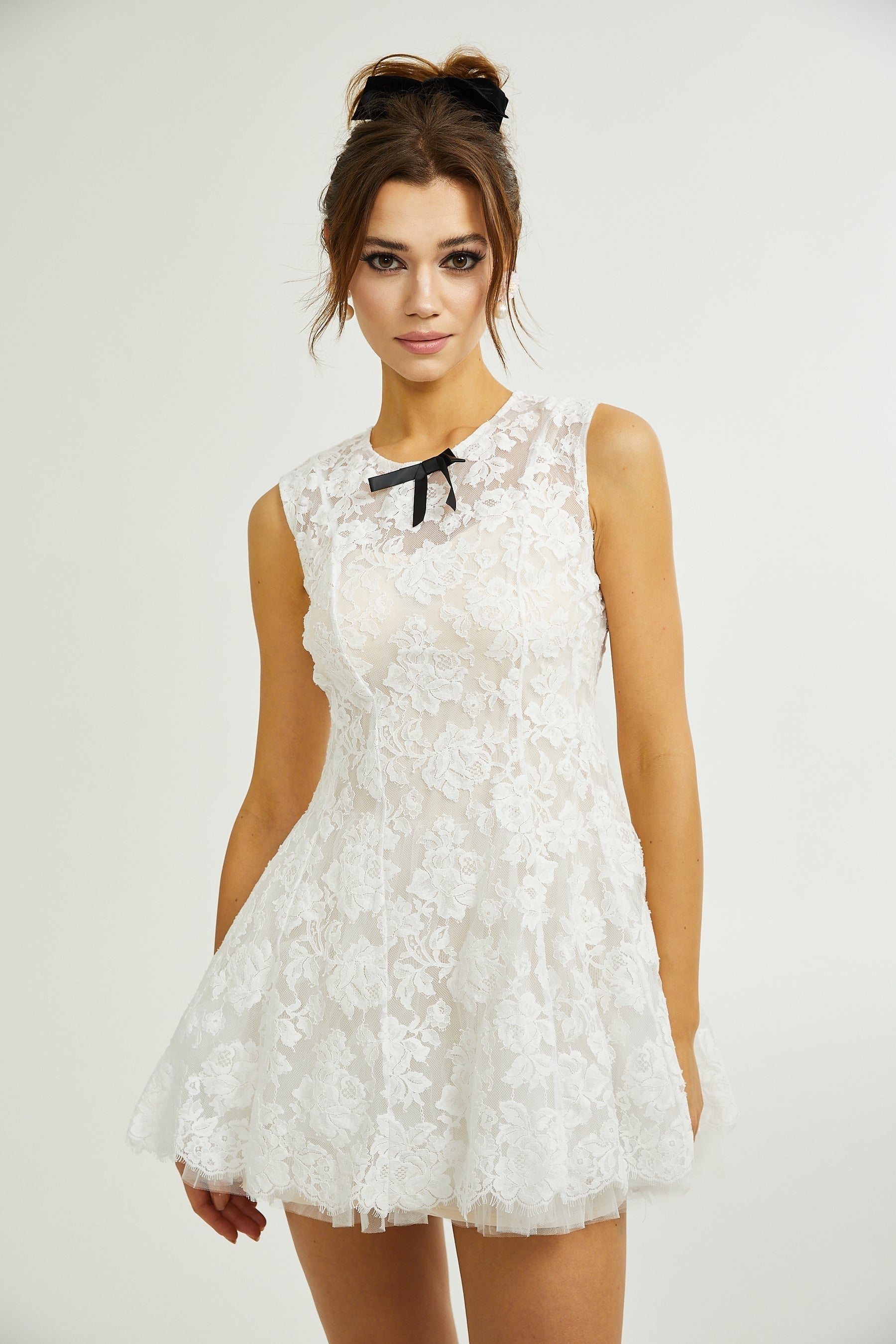 Lanetta guipure lace tulleskirt dress