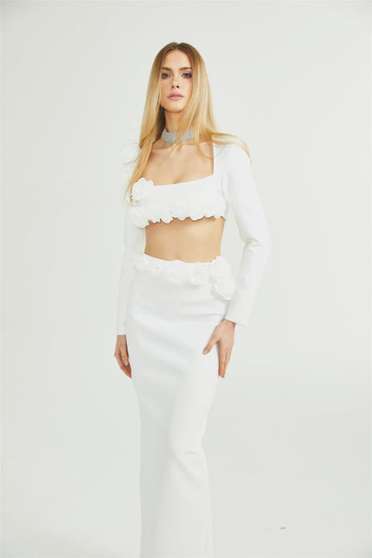Joséphine floral cropped top  skirt matching set