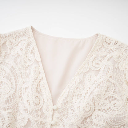 Galatea white lace longsleeve dress