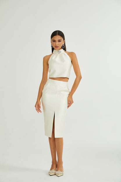 Manon white top  skirt matching set