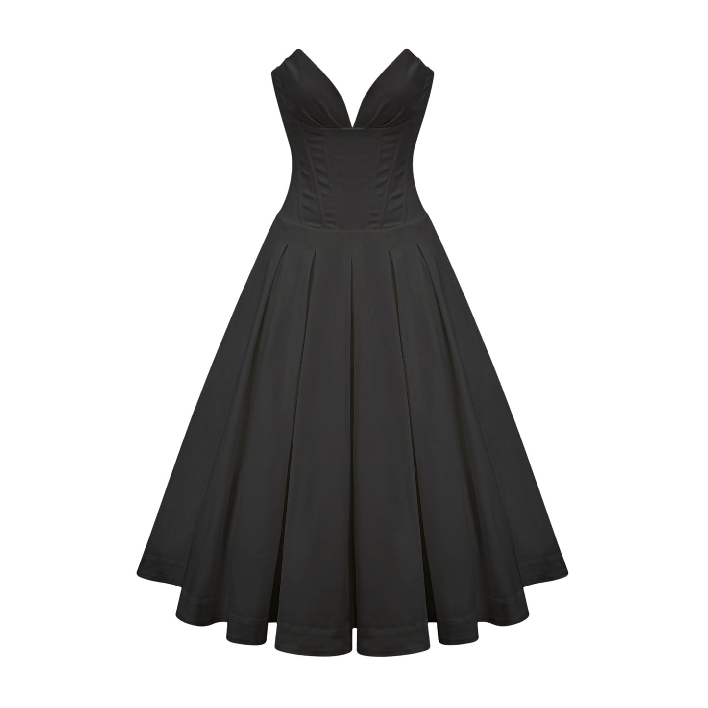 Katherine offshoulder corset midi dress in Black