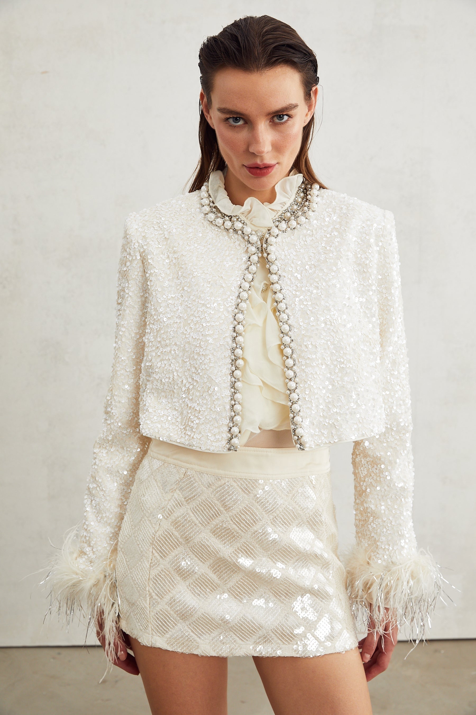 Sandrine fauxpearl embellished jacket