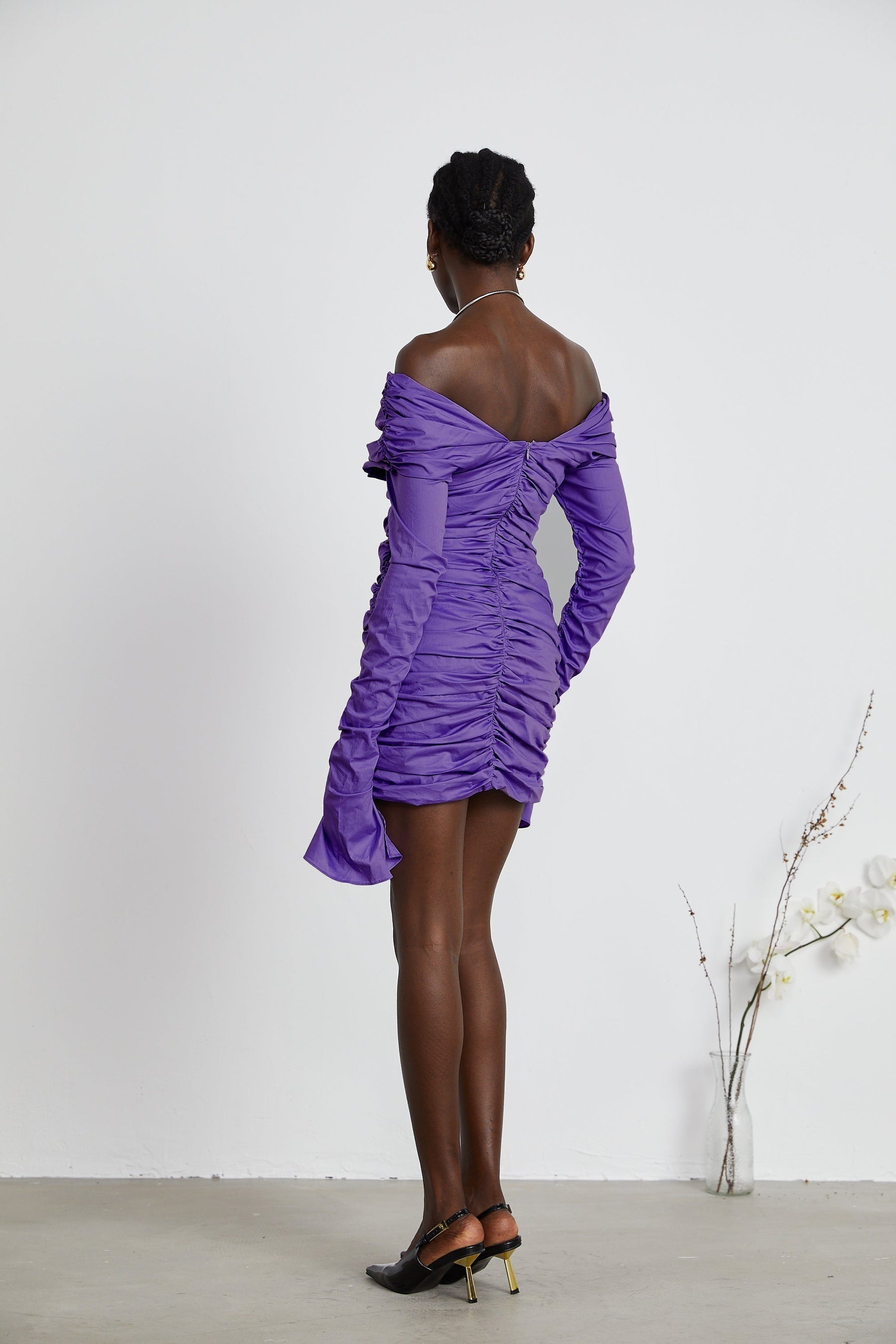 Apolline offshoulder ruched mini dress