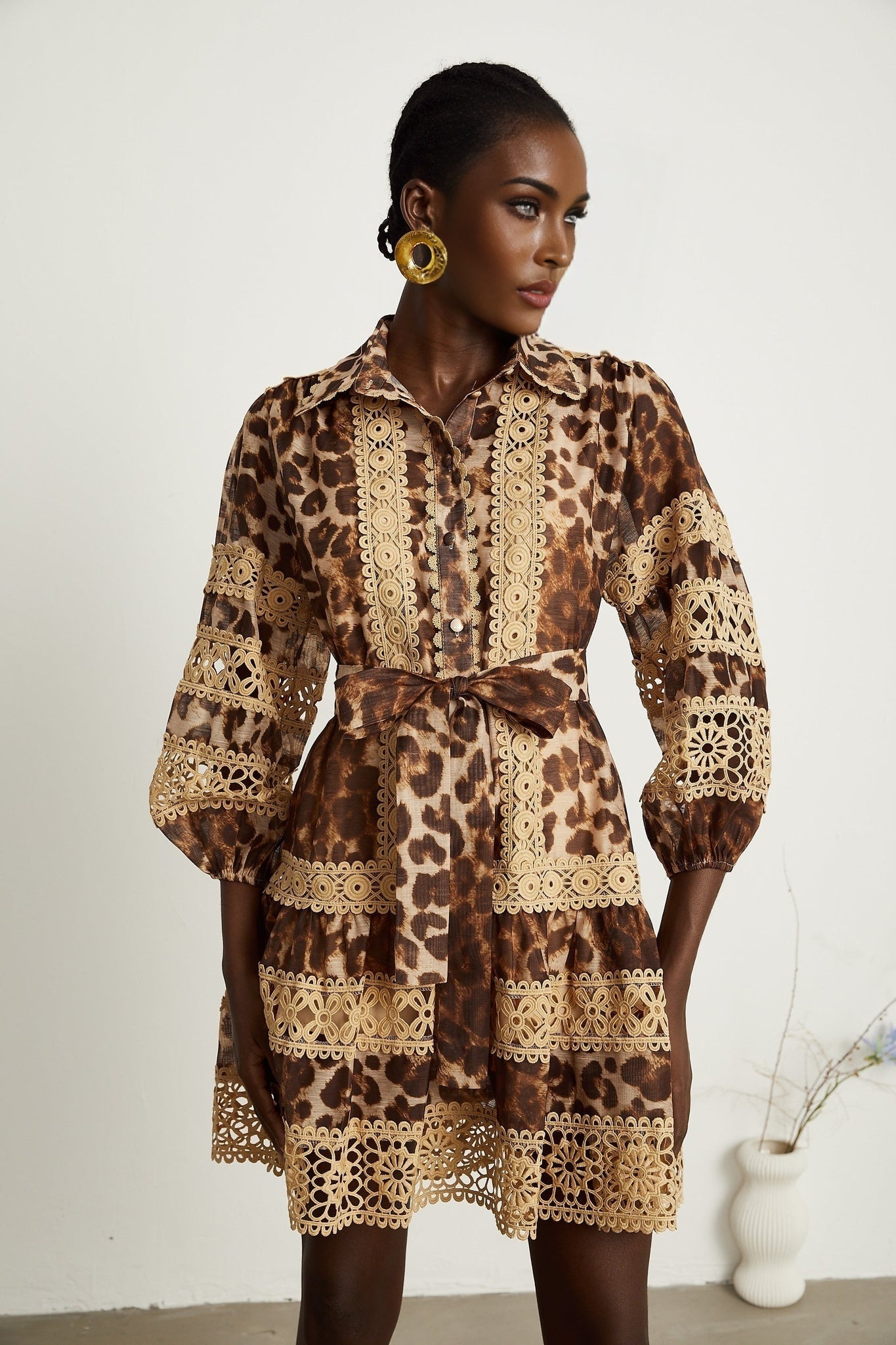 Léonor leopardprint cutout panelled mini dress