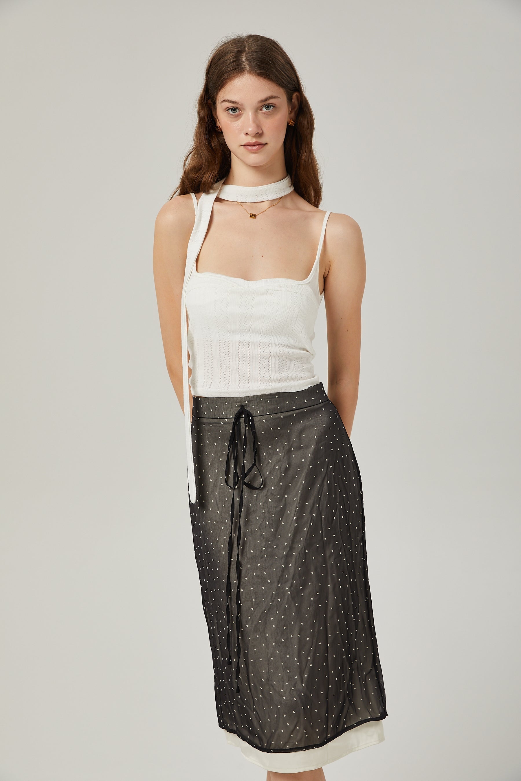 Gisèle tiewaisted polkadot print skirt