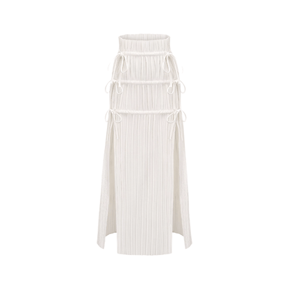 Milicent slitte drawstring pleated maxi skirt