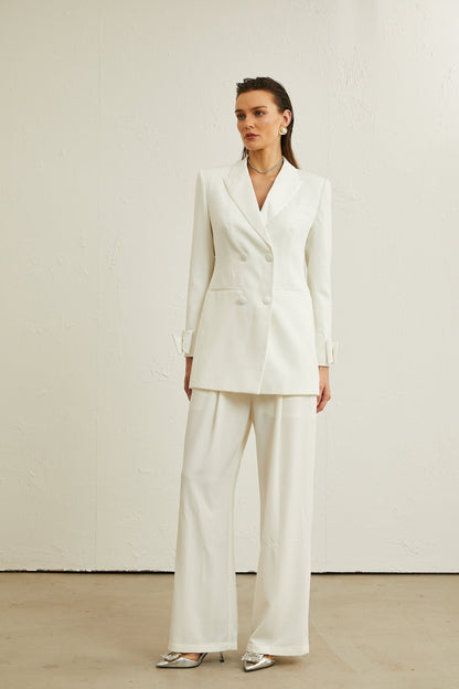 Margaux white bowembellished wool jacket