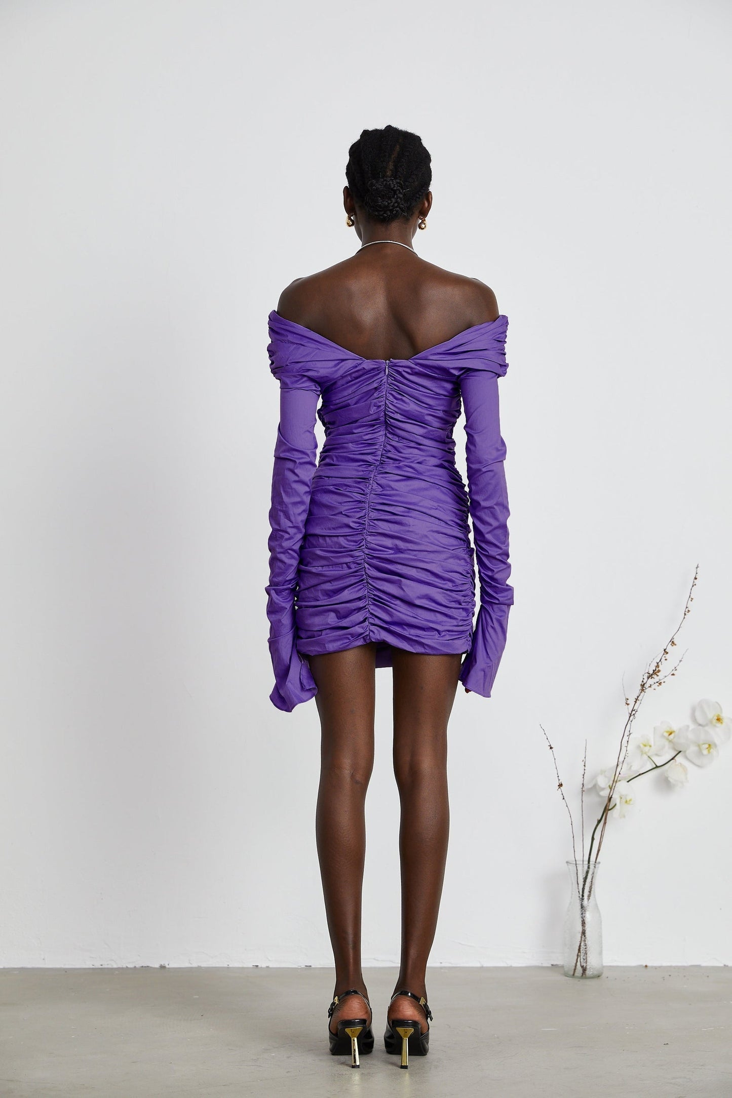 Apolline offshoulder ruched mini dress